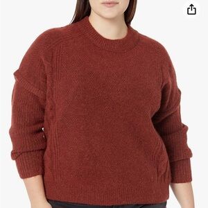 Madewell Burnt Orange Wool Alpaca Blend Cable Crew Sweater